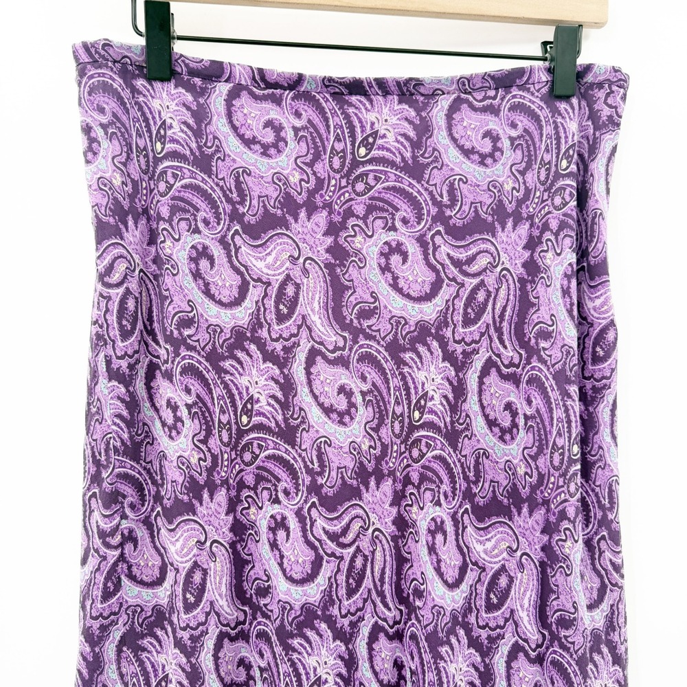 Vintage 90s Silk Midi / Maxi Skirt in Purple Paisley Size 12 Fairy Grunge Whimsy - Picture 3 of 7